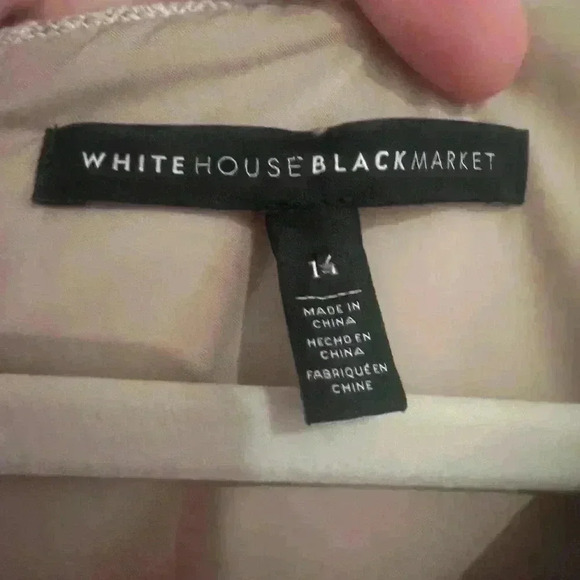 White House Black Market Tan Cream Linen blend Sheath Dress- Size 14- NWOT - Picture 4 of 6